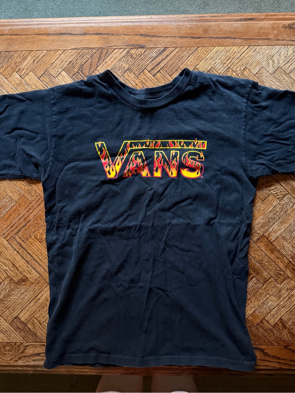 Vans Kids Black T-Shirt with Flame Logo
